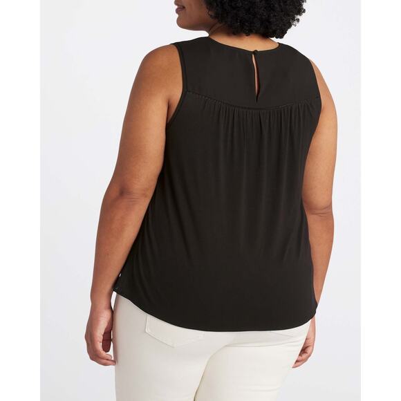 Daniel Rainn Odela Mixed Material Top Black 2XL - Picture 2 of 9